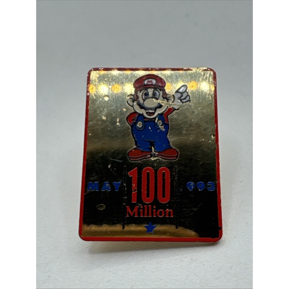 May 1993 100 Million Nintendo Employee Tie/Lapel Pin with Mario - Vintage + Rare